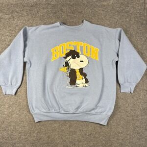 Snoopy Boston Bruins Sweatshirt Blue Bear Coat Mascot United Syndicate Schulz